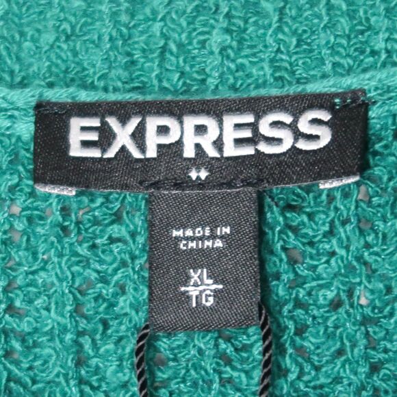 Express Womens Pullover Sweater Size XL Green Knit Lounge Oversized Casual - Picture 3 of 11